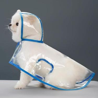 Imagem de Capa de chuva impermeável para cães com capuz - Poncho transparente ajustável para animais de estimação ao ar livre - leve e portátil