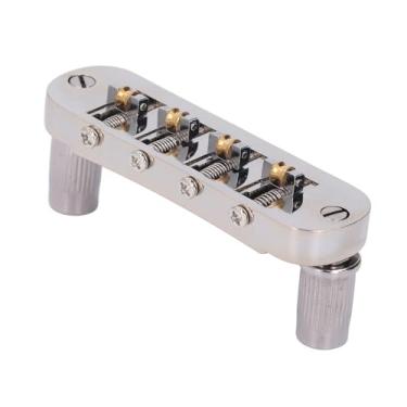 Imagem de RiToEasysports Ponte de Sela de Rolo de Guitarra de Liga de Prata para Baixo, Peça de Substituição de Ponte de Sela de Guitarra de 4 Cordas