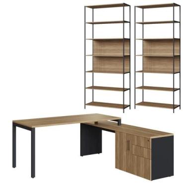 Imagem de Conjunto Escritório 3Pçs Office Nogal Sevilha Preto Artesano - ARTESAN