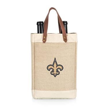 Imagem de PICNIC TIME NFL New Orleans Saints Pinot – Bolsa de vinho isolada para 2 garrafas de juta – Sacola de vinho – Saco de presente para vinho, (bege)
