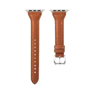 Imagem de Pulseira De Couro Slim Para Apple Watch 40mm 41mm 42mm 44mm 45mm Ultra
