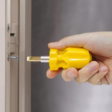 Imagem de 1 conjunto de chaves de fenda de precisão, azul, cabeça plana, aço carbono, torque ajustável, chave de fenda, chaves de fenda, reparos gerais, projetos DIY, manutenção doméstica - amarelo