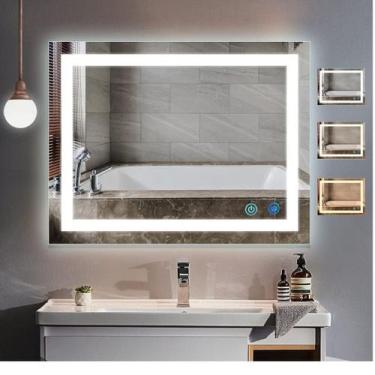 Imagem de Espelho 80 X 100 cm desembaçador bivolt LED 3 cores frio neutro quente