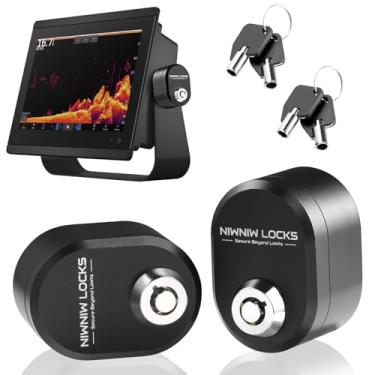 Imagem de NiwNiw Trava localizadora de peixes, pacote com 2 travas ovais de alumínio para fixação da unidade de pesca ao suporte de cardan para Garmin, Humminbird, Lowrance Sonars (preto)