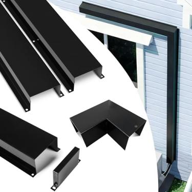 Imagem de LyPrem Kit de cobertura de linha de metal de 7,6 cm L x 1,5 m C – Capa decorativa de tubo CA para sistemas de mini divisão sem dutos/ar condicionado central/bomba de calor, preto