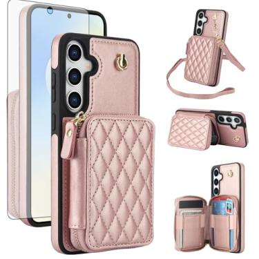 Imagem de Asuwish Capa de celular para Samsung Galaxy S25 FE 5G carteira celular com protetor de tela de vidro temperado alça de pulso suporte de bloqueio de RFID para cartão de crédito S 25 EF S25FE 25S 25FE