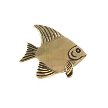 Imagem de Puxador de gaveta de guarda-roupa retrô criativo móveis hardware concha peixe latão alça vintage furo único (peixe/estilo 2)