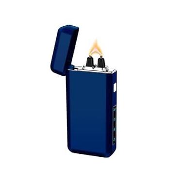 Imagem de TIKIUKI Isqueiro elétrico recarregável grande chama arco isqueiros tipo-C isqueiros de plasma à prova de vento vela legal isqueiro com chip inteligente para acampamento, aventura (azul)