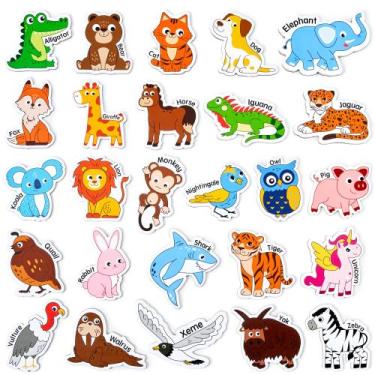 Imagem de Ímãs de geladeira para animais Ímãs de madeira JoyCat para crianças