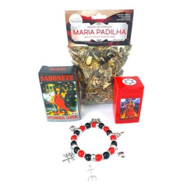 Imagem de Pomba Gira Maria Padilha Kit Pulseira Perfume Banho Atração Atrativo d
