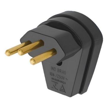 Imagem de Plug Macho 2p+t 90graus Preto Fame Pino Maciço