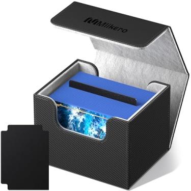Imagem de Mlikero Card Deck Box, Commander Deck Box Holds 100+ Double-Sleeved Cards with 4 Dividers, Leather Magnetic Closure Card Box Fit for MTG, TCG (Black)