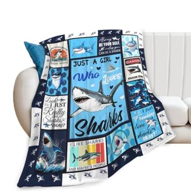 Imagem de Cobertor de tubarão, cobertor de tubarão, presentes de animais do oceano, cobertores de flanela de lã para meninas, mulheres, homens, amantes de adultos, roupa de cama macia, presente para sofá-cama