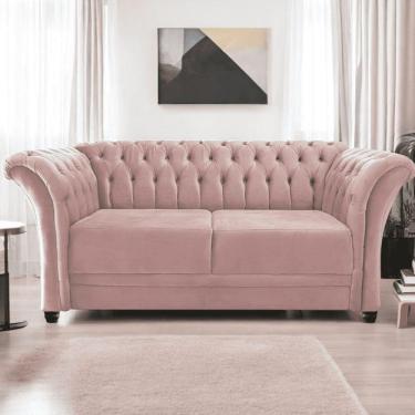 Imagem de Sofá Recamier Divã Chesterfield 175cm Sofia Suede Rose Capitonê- Mabe Magazine