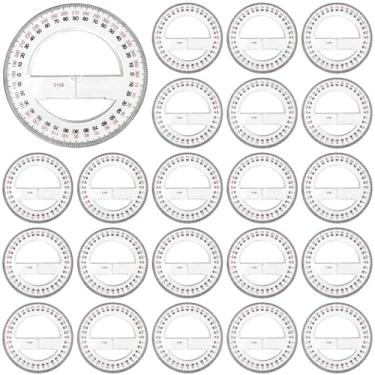 Imagem de Conjunto a granel de 24 transferidores de plástico de 360 graus, transparente e para fins educacionais e de design
