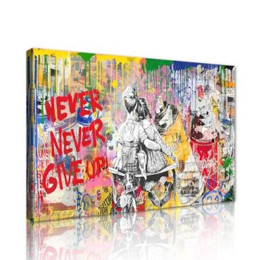 Imagem de Yeesjoee Banksy Street Wall Art Graffiti Picture Wall Decor Pintura Colorida Graffiti Poster Pronto para Pendurar Arte Pop Moderna para Sala de Estar Quarto, 30 x 40 cm