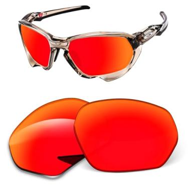 Imagem de Lentes de substituição de 1,6 mm compatíveis com óculos de sol Oakley Plazma OO9019, antiarranhões e resistentes a impactos (laranja vermelho espelhado)