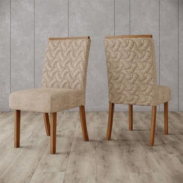 Imagem de Cadeira Para Mesa De Jantar Esther Ambiente Kit 02 Peças Nature Creme - Henn