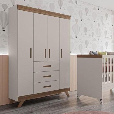 Imagem de Guarda Roupa Infantil Ambiente Retrô Maya Off White Carvalho - Carolina