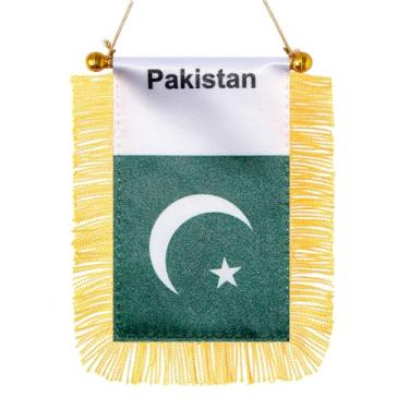 Imagem de JBSJBS Bandeira pendurada do Paquistão mini bandeiras de janela de carro paquistanês pequenas bandeiras bandeiras de espelho retrovisor decoração bandeiras do Paquistão com ventosa com franjas