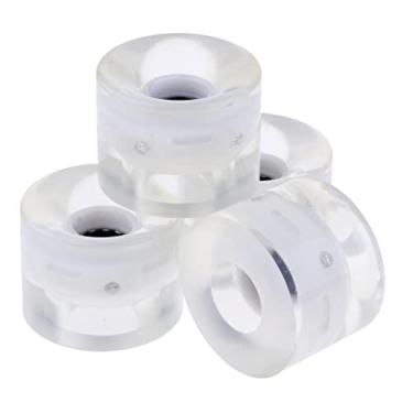 Imagem de Pacote com 4 rodas de longboard brilhantes - Up at Night for Safe Street Riding - Material PU para Downhill Cruising - Kit de substituição de skate - Branco
