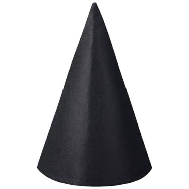 Imagem de yptniginu Chapéus pretos de gnomo de giz de cera de feltro cônico para fantasia de Halloween, Natal, cosplay, acessório de festa de volta às aulas (preto)