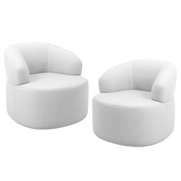 Imagem de Kit 02 Poltronas Giratória Orgânica Para Sala de Estar Living Helena L02 Facto Branco - Lyam Decor