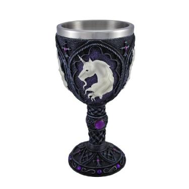 Imagem de Copo de cálice de pedra preciosa para vinho medieval renascença (unicórnio - roxo)