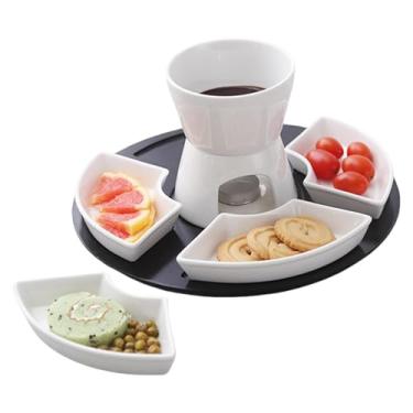 Imagem de Estação de chocolate quente, conjunto de fondue de chocolate, caneca de fondue de chocolate de cerâmica de 300ml com 4 pratos e paletes de, para queijo, manteiga de chocolate