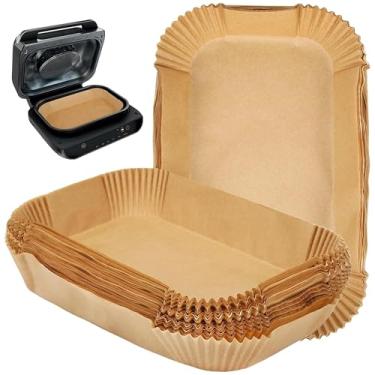Imagem de Forro de papel descartável compatível com fritadeira dupla a ar, 100 peças de forros de pergaminho, acessórios de papel de cozimento marrom e natural de 21,8 cm para facilitar a limpeza