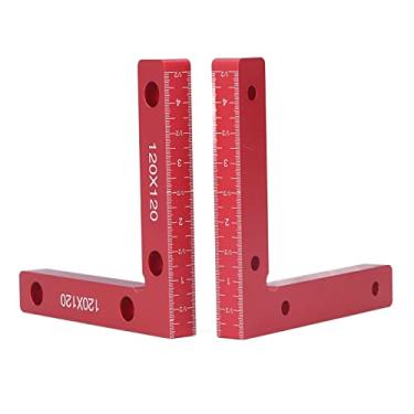 Imagem de Braçadeiras de ângulo reto, 2 peças, material de liga de alumínio, escala clara anodizada, ferramenta de posicionamento vermelho de 90 graus para garantir o equilíbrio
