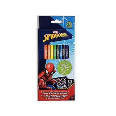 Imagem de Marvel Spiderman 12 lápis de cor ecológica com 2 folhas de adesivos bônus por Greenre