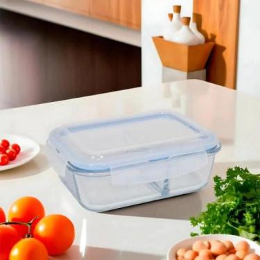 Imagem de Pote Hermético Retangular Com Divisória - Vidro 1040Ml - Global Mix