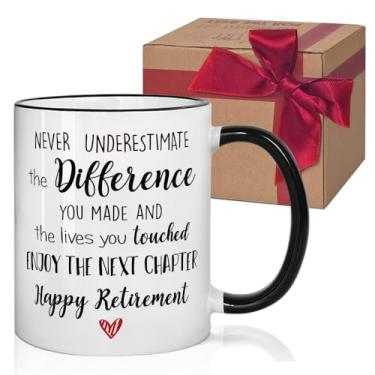 Imagem de HIWERAN Goodbye Gifts for Coworkers Leaving Gifts for Women Never Underestimate the Difference You Made Caneca 325 ml Presente de despedida para chefe deixando o emprego Presente de aposentadoria para