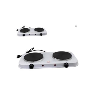 Imagem de Fogão Elétrico Portátil, 2 Bocas, 2000W, 110V, com 5 Níveis de Temperatura, Revestimento Antiaderente, 43x21x4cm, para Camping e Eventos