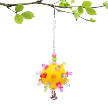 Imagem de Brinquedos de pássaros para conures | Brinquedo de mastigação de periquito Planet Design - Acessórios de gaiola de tédio para alívio de bola de treinamento com sino para calopsitas e periquitos