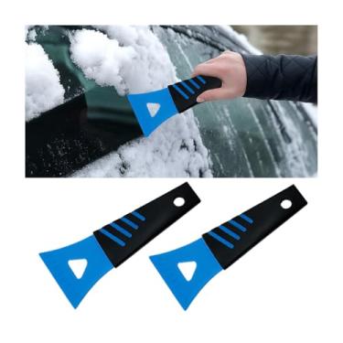 Imagem de FALVFUN Raspador de gelo para para-brisa de carro, 2 peças de plástico portátil janela de veículo neve geada LCE removedor de congelador de limpeza com alça antiderrapante, descongelador de pá de