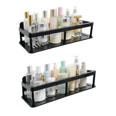 Imagem de W WINTMING 2 prateleiras flutuantes para banheiro, sem perfuração, suporte de chuveiro de plástico à prova de ferrugem para chuveiro, banheiro, cozinha, quarto (2 peças)