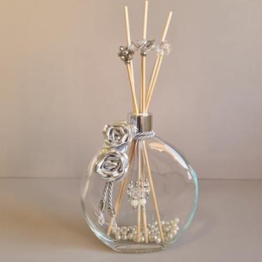 Imagem de Garrafa para Difusor de Ambientes 550ml com Varetas – Vidro Decorado para Aromatizador 550ml(Prata)