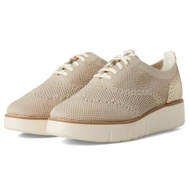 Imagem de Cole Haan Sapato Oxford feminino Grand City Platform Stitchlite, Centeio/malha metálica dourada/marfim, 6.5 Wide