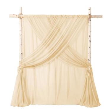 Imagem de Ling's moment Cortinas de pano de fundo marrom, 3,5 m x 6,8 m, bege longo, transparente, sem rugas, cortina de fundo e toalha de mesa para festa de aniversário, casamento, chá de bebê, decoração de
