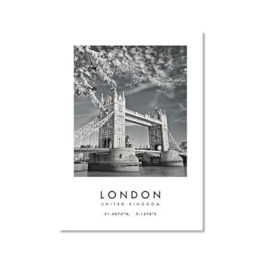 Imagem de Pôster de cidade preto e branco - impressão de viagem Roma Las Vegas Veneza Paris Sydney Amsterdam Amalfi Sanfrancisco Pintura em tela impressões de paisagem da cidade do mundo imagens de parede