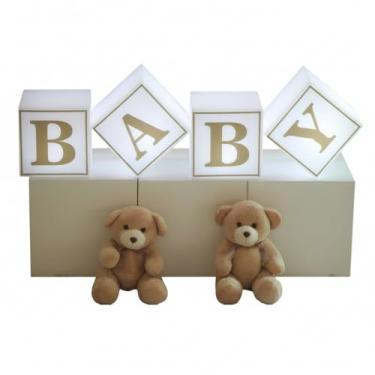 Imagem de Kit 4 Cubos Iluminados Baby LED RGB Sem Fio Chá Revelação