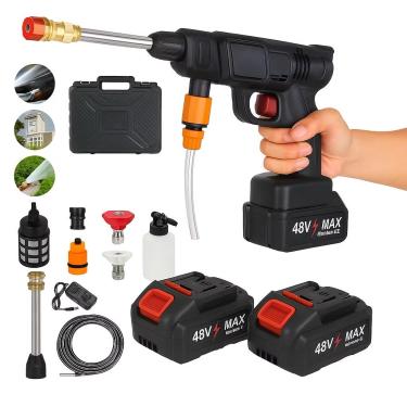 Imagem de Lavadora de Alta Pressão Portátil 48V com 2 Baterias Recarregáveis, Kit Completo com Maleta, Acessórios Múltiplos para Carros e Uso Doméstico