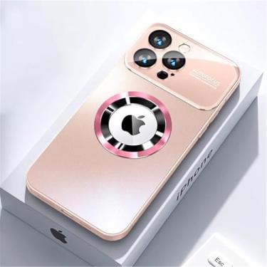Imagem de HTVJFX Capa magnética fosca de luxo em titânio metálico para iPhone 14 Pro Max com carregamento sem fio (para iPhone 14 Pro Max/rosa)