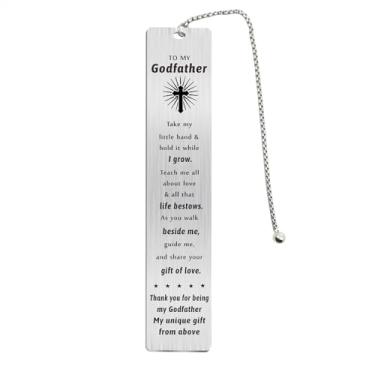 Imagem de Fetiger Presentes de Natal para homens, marcador de página de proposta de padrinho, presente de pai de Deus religioso cristão do afilhado