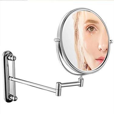 Imagem de YYBOES Espelho de maquiagem montado na parede com ampliação, espelho de maquiagem para banheiro, giro de 360 graus, extensor de dois lados, sem luz, banheiro e hotel, acabamento cromado