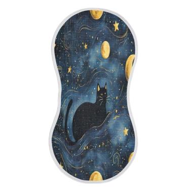 Imagem de xigua Conjunto de 4 panos de musselina de gato preto para arroto, super macios e absorventes, roupas de arroto de algodão, presente de chá para recém-nascidos, bebês meninas e meninos