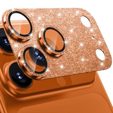 Imagem de WSKEN Protetor de lente de câmera para iPhone 17 Pro, [à prova de estilhaçamento de grau militar] [forte aderência] protetor de tela de vidro temperado de liga de alumínio metálico, glitter laranja