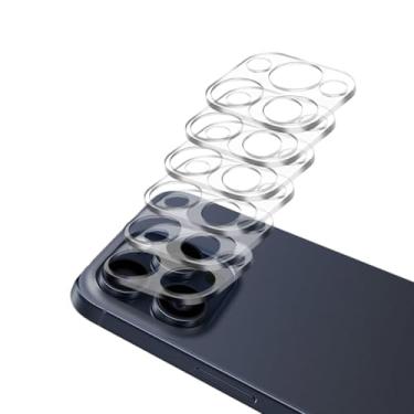 Imagem de Pacote com 6 protetores de lente de câmera de vidro temperado para iPhone 12 Pro Max de 6,7 polegadas, Ultra HD, dureza 9H, antiarranhões, compatível com capas, fácil de instalar [Sem afetar fotos